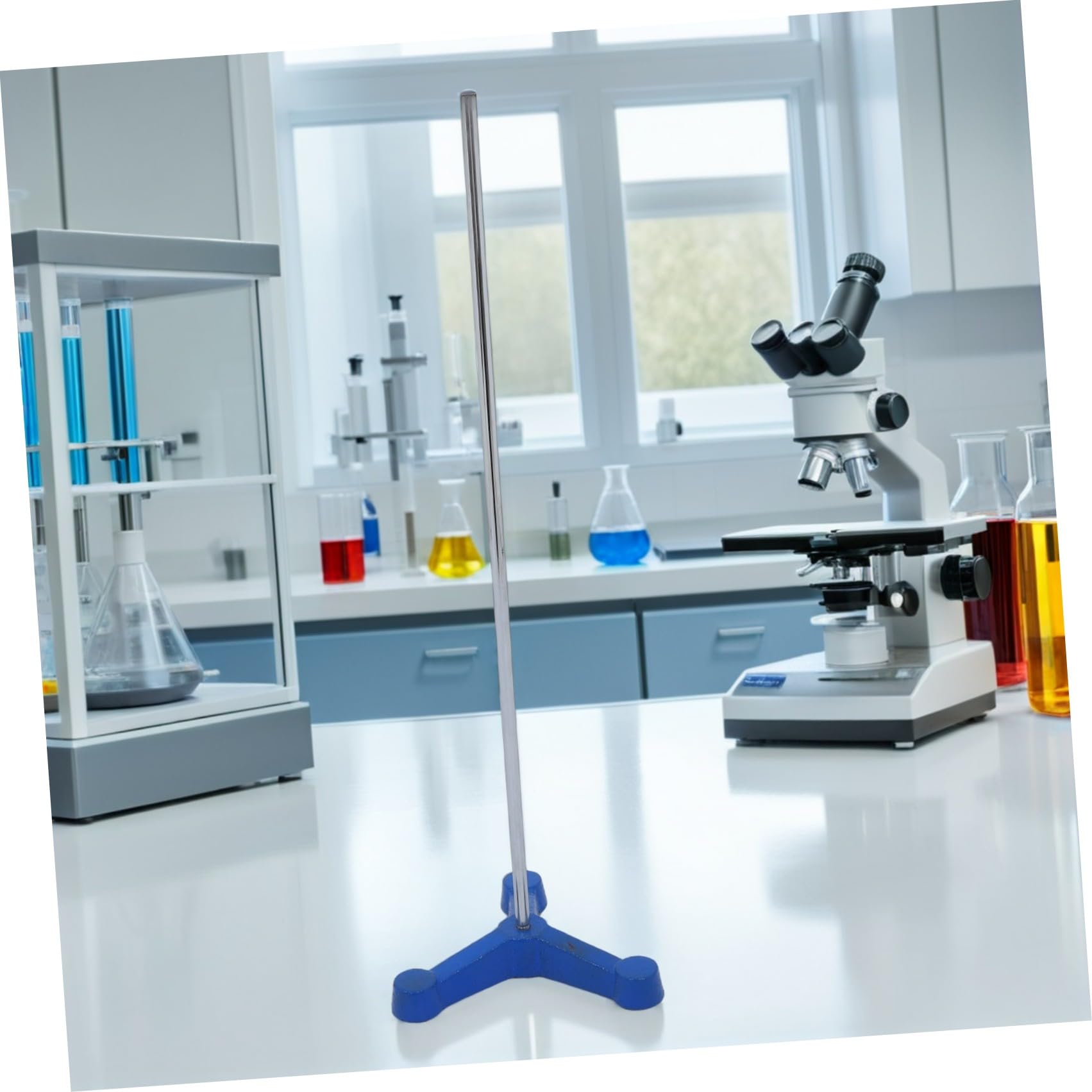 OUNONA Laborstativ mit Langer Stange und Stabilem Dreibeinfuß aus Eisen für Glaswaren und Becherständer für Biologisches Labor und Zuverlässige Stabilität