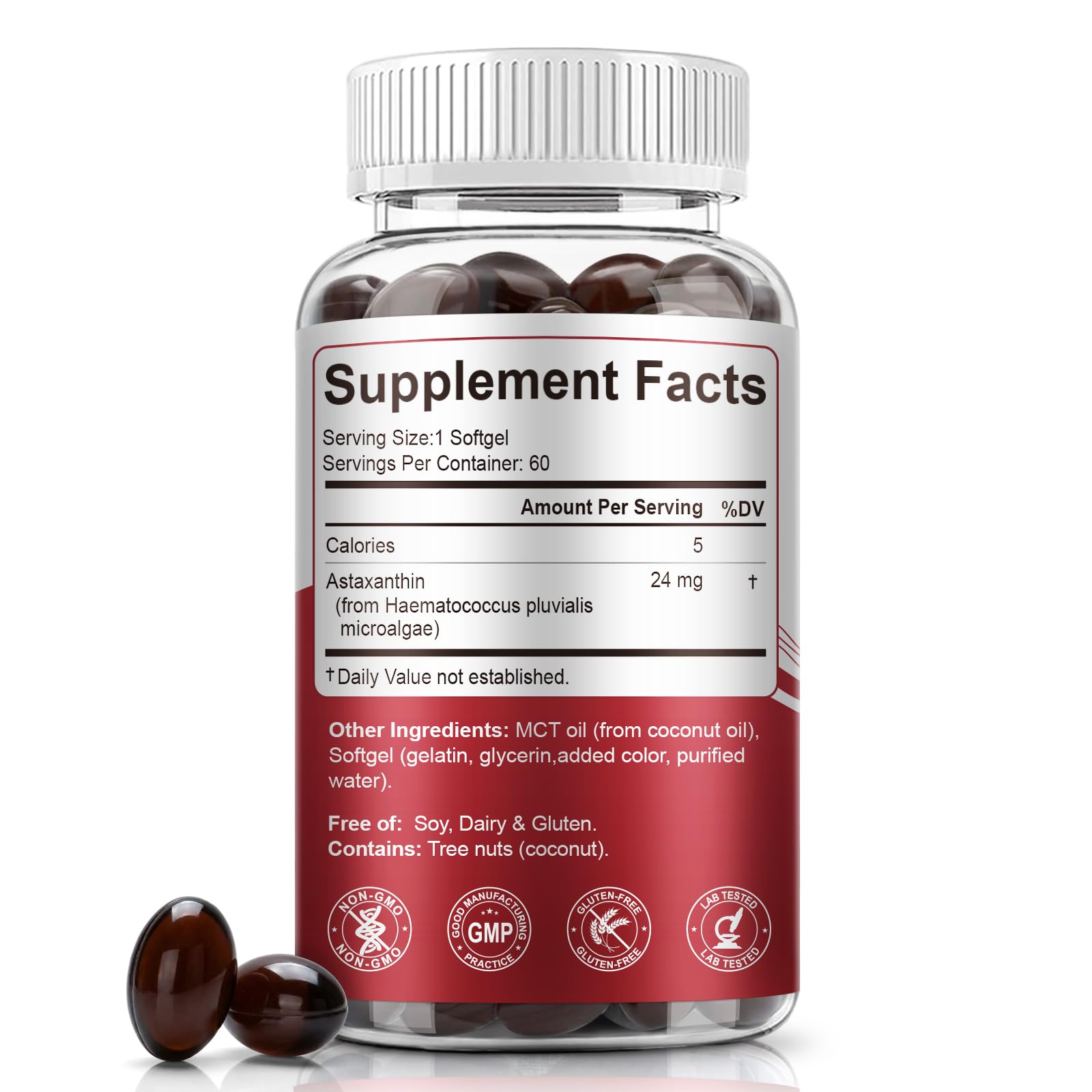 Astaxanthin 24mg with MCT Oil, 60 Softgels 2-Month Supply — Amazon image 2