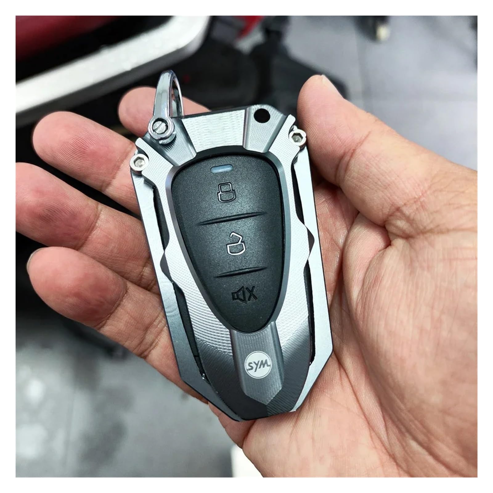 Llavero Moto,Creativa Llavero para Sym Jetx Jet X 125 150 X125 X150, Funda para Llave, Accesorios De Protección, Llavero, Piezas De Motocicleta CNC(Key Case Titanium)