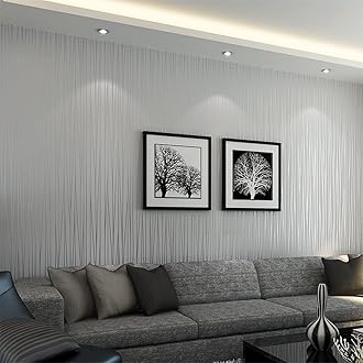 Warmiehomy Non-Woven Wallpaper 4 Pack x 10m x 0.53m Textured Non-Woven 3D Wallpaper Walll Decoration for Living Room Bedroom Silver Grey