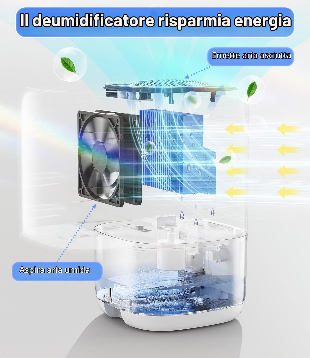 Deumidificatore, TABYIK 992,2 g, piccoli deumidificatori per stanza per la casa, silenziosi con spegnimento automatico, deumidificatori per camera da letto (280 mq), bagno, camper, armadio