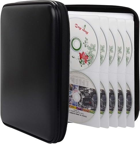 Miniatura 9 de Estuche de almacenamiento de DVD carpeta protectora de DVD, organizador de DVD portátil, cartera de CD para 160 discos, funda de plástico duro para