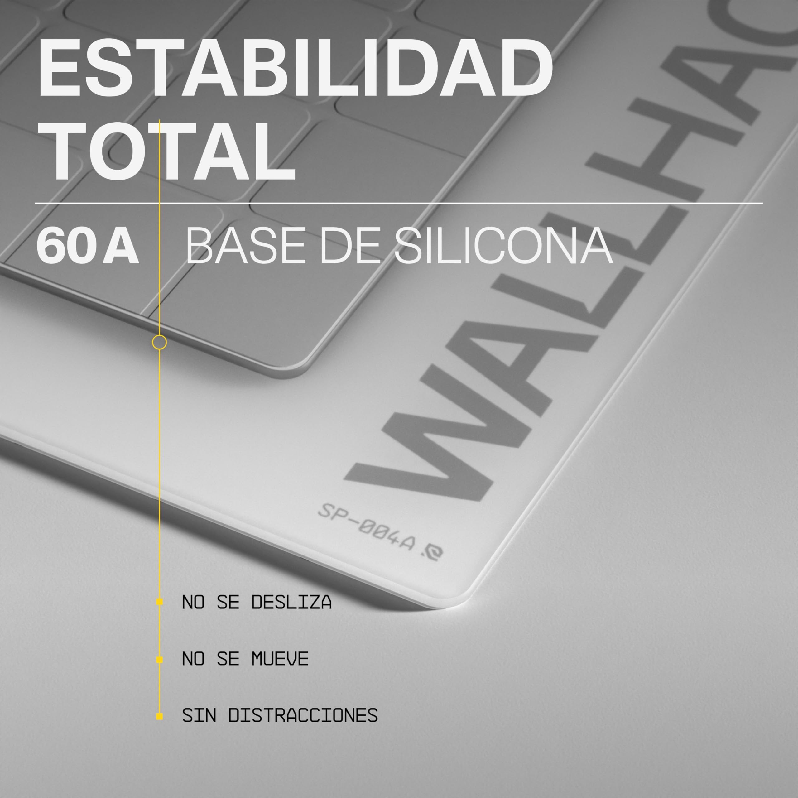 Wallhack SP-004A Alfombrilla de Vidrio para Gaming – Superficie Micrograbada 4.ª Gen, Gran Tamaño para Esports, Deslizamiento Ultra-Rápido con Control, Vidrio Templado, Resistente y Portátil | Blanco