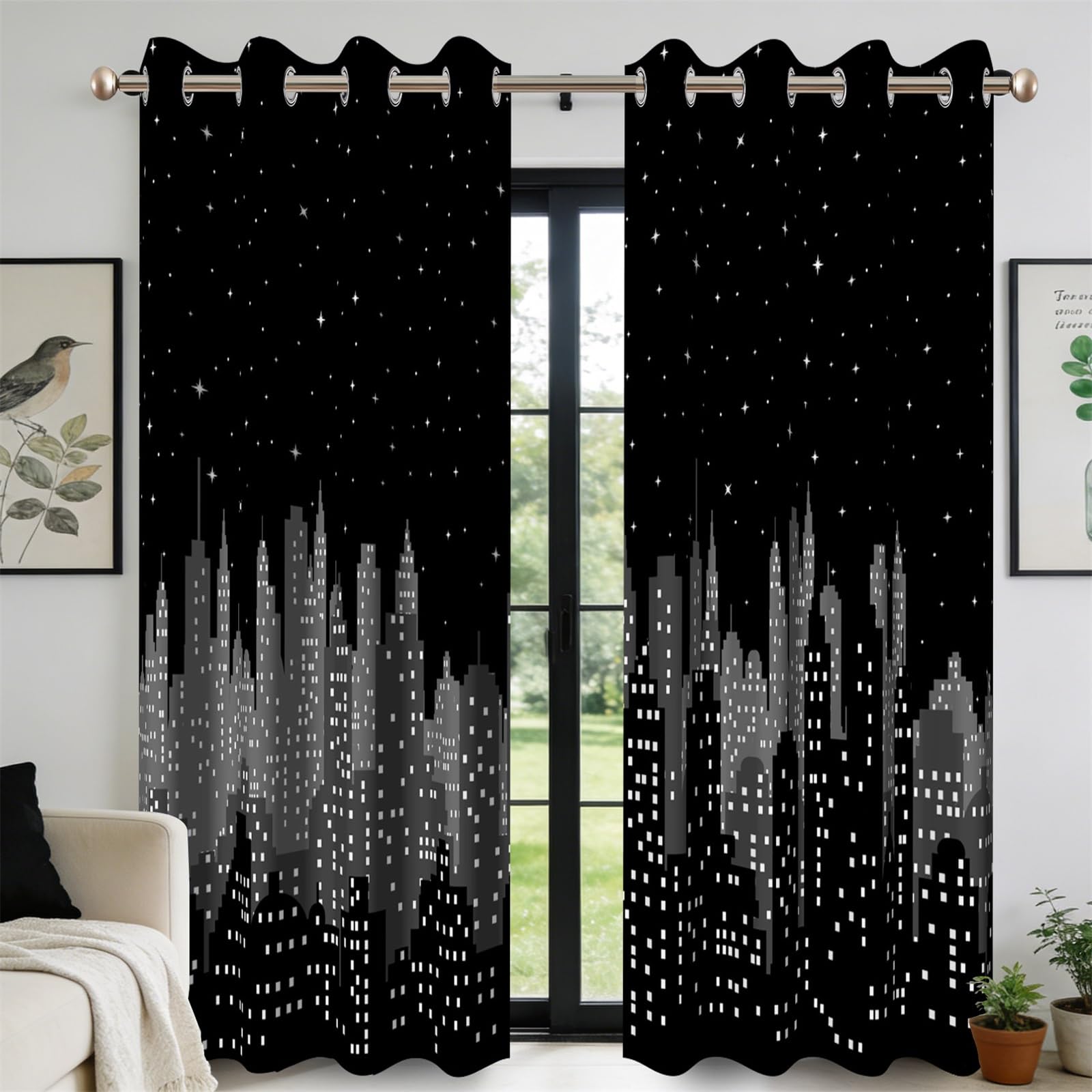 Rideaux occultants 140x260cm Nuit étoilée design moderne