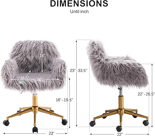 Miniatura 3 de GOOLON Silla de escritorio mullida, silla de oficina esponjosa, silla de escritorio de piel sintética, silla giratoria moderna con reposabrazos,