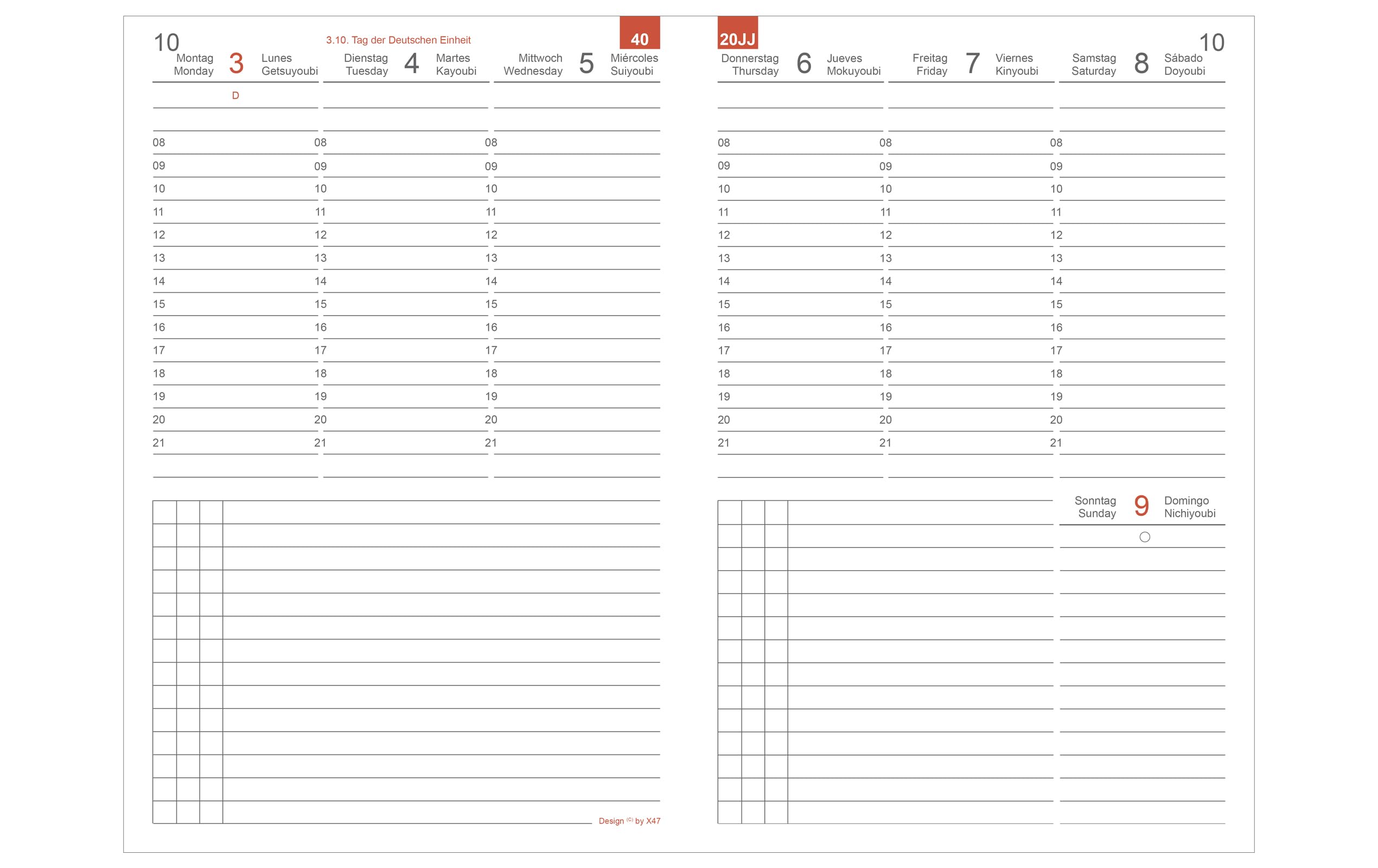X17-A5 Terminplaner/Organizer 2026 | Kalender |gelb; Vegan! Sehr robust. Austauschbare Hefte: Wochenkalender Classic+ 2 Hefte (blanko, gepunktet), Made in Germany