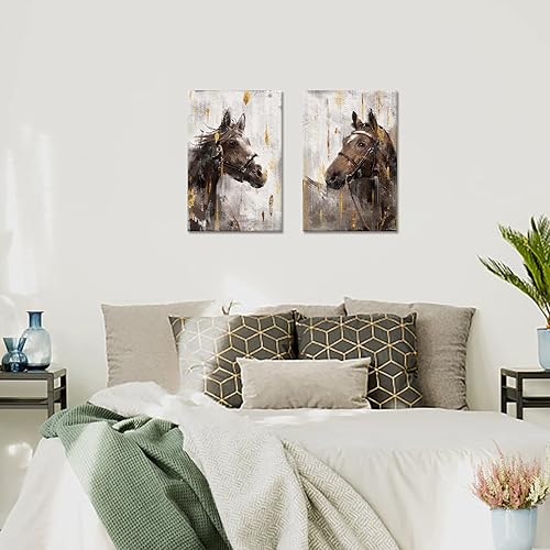 Miniatura 2 de Apicoture Arte de pared - Pintura de retrato de caballo, impresión artística rústica, impresiones en lienzo enmarcadas, 16 x 24 pulgadas, decoración