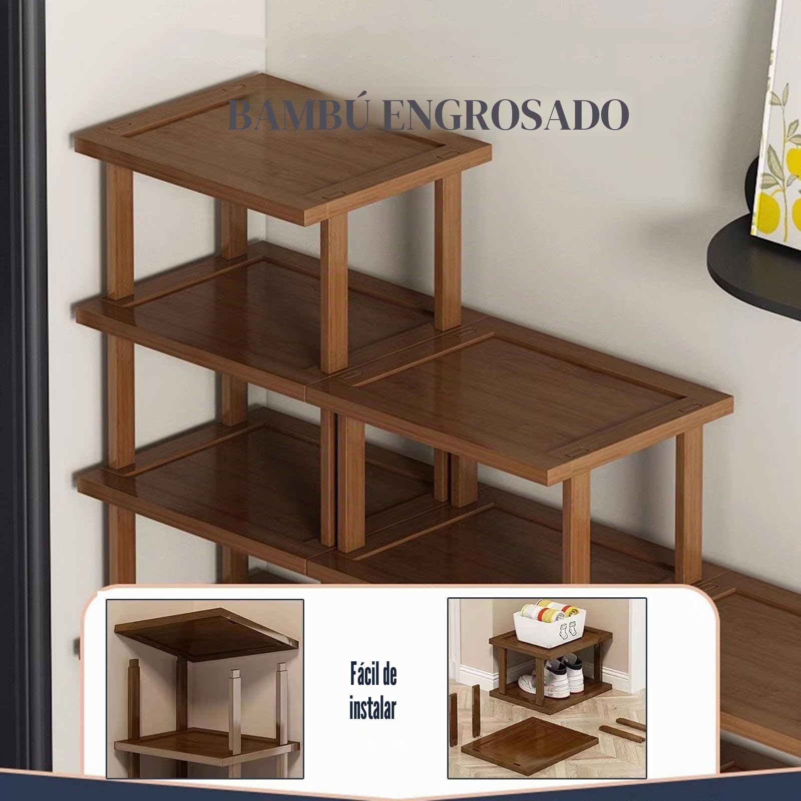 Zapatero Escalera Vertical Estrecho, Estante De Zapatos De Bambú, Zapatero Entrada Recibidor Ahorro de Espacio Robusto y Elegante, para Pasillos Entrada del Dormitorio(Size:5+4+3 Tier)