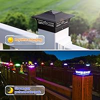 Vista 3 de VOLISUN Solar Post Cap Light Outdoor Waterproof: RGB Color Changing - Solar Fence Cap Flashing Lights 4Pack Black for 4x4 5x5 6x6 Wooden Vinyl Post