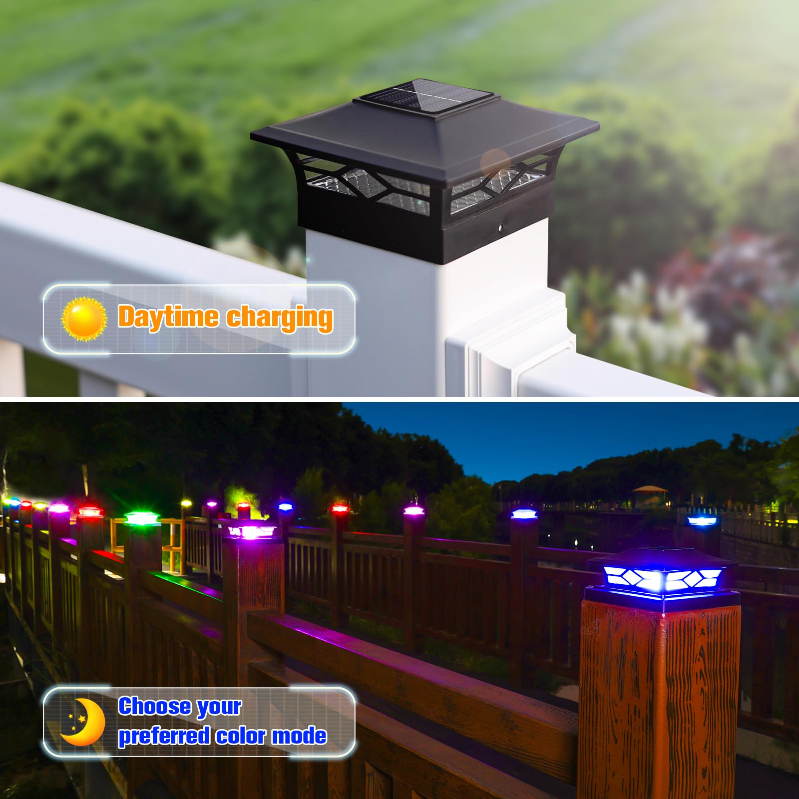 VOLISUN Solar Fence Post Cap Light Outdoor Waterproof