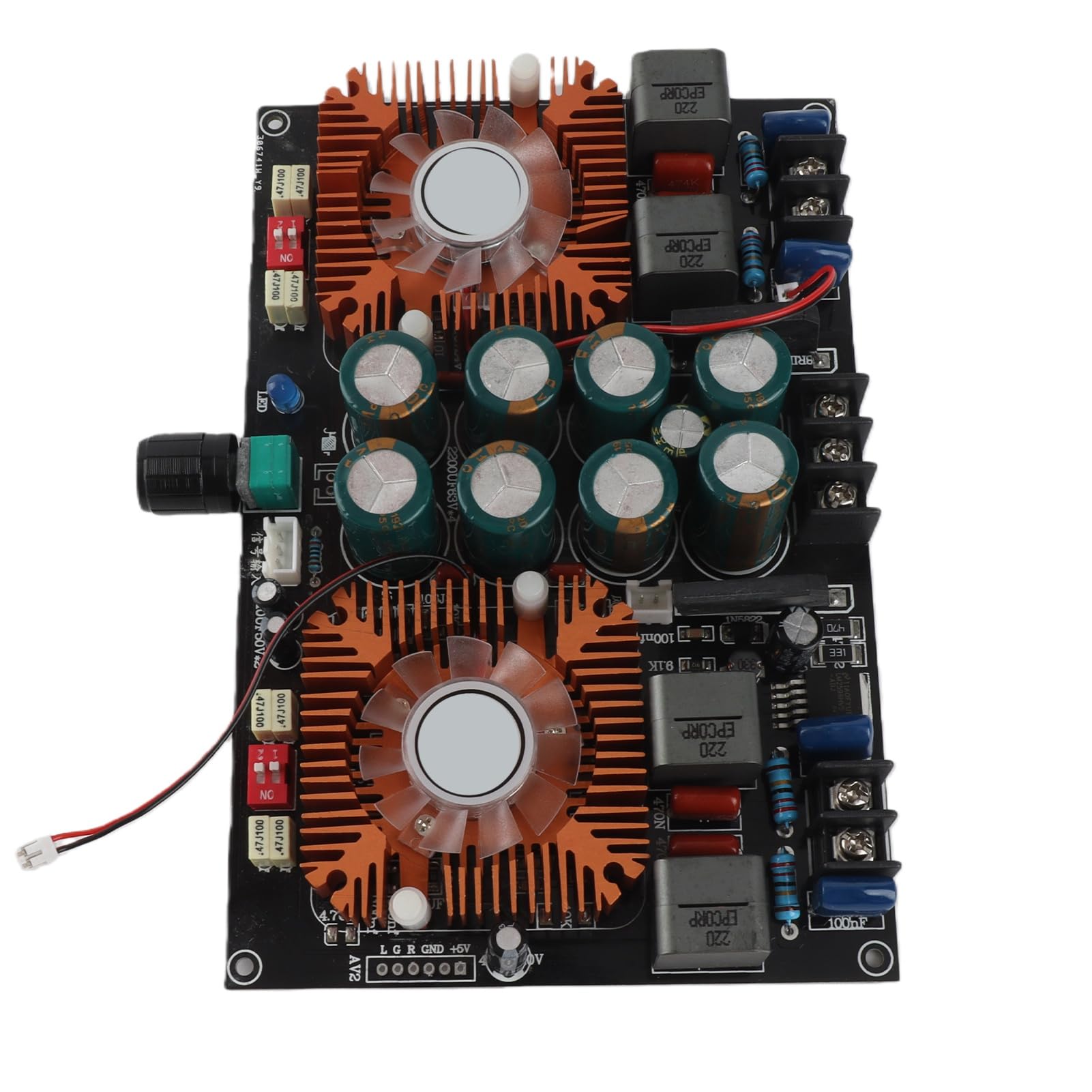 Topiky Scheda Amplificatore Audio a 2, Modulo Amplificatore di Potenza Digitale con Ventola di Raffreddamento TDA8954TH per Altoparlante Home Theater