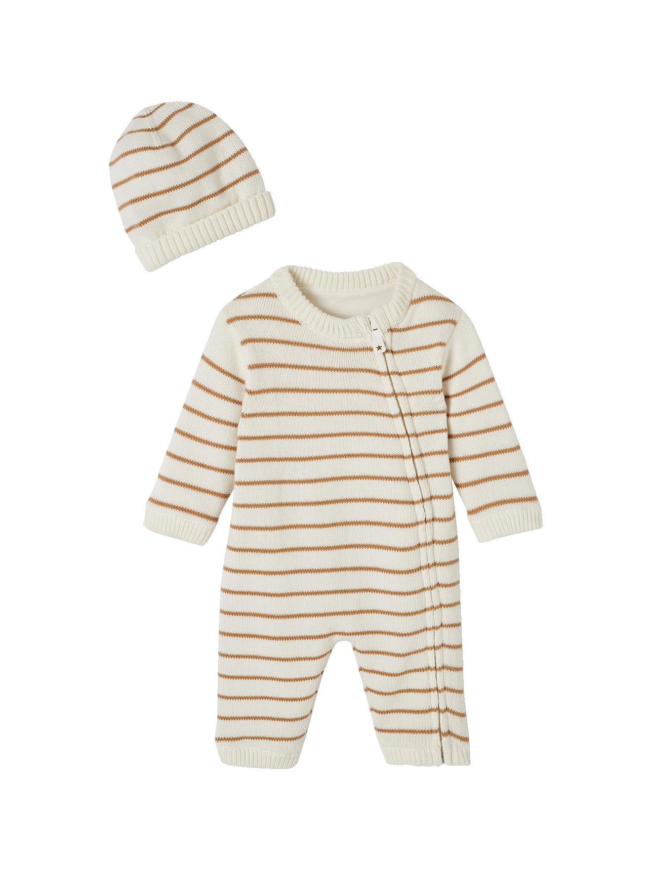 VERTBAUDET Ensemble combinaison et bonnet en tricot rayé bébé