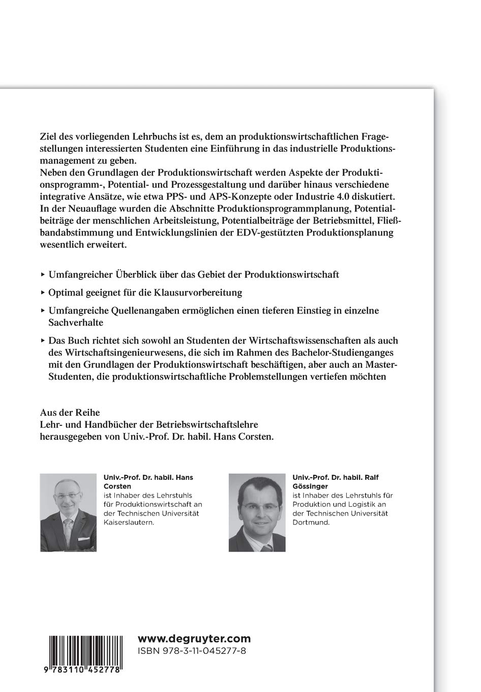 Produktionswirtschaft: Einführung in das industrielle Produktionsmanagement (Lehr- und Handbücher der Betriebswirtschaftslehre)