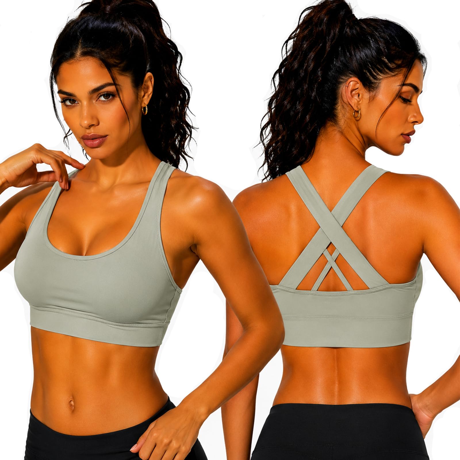 Avondii Damen Sport - BH gepolstert, ohne Bügel, mit Kreuzrücken. Bietet starken Rückenstützhalt, ist Anti - Schweiß atmungsaktiv. Geeignet für Fitness, Joggen, Laufen und Yoga.