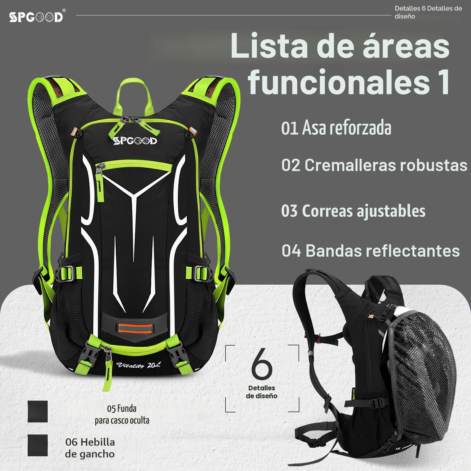 SPGOOD Mochila para bicicleta de 20L/25L/30L (9 colores), impermeable, ultraligera, para hombre y mujer, multifuncional, con protector de lluvia y cubierta para casco, mochila MTB, mochila de montaña