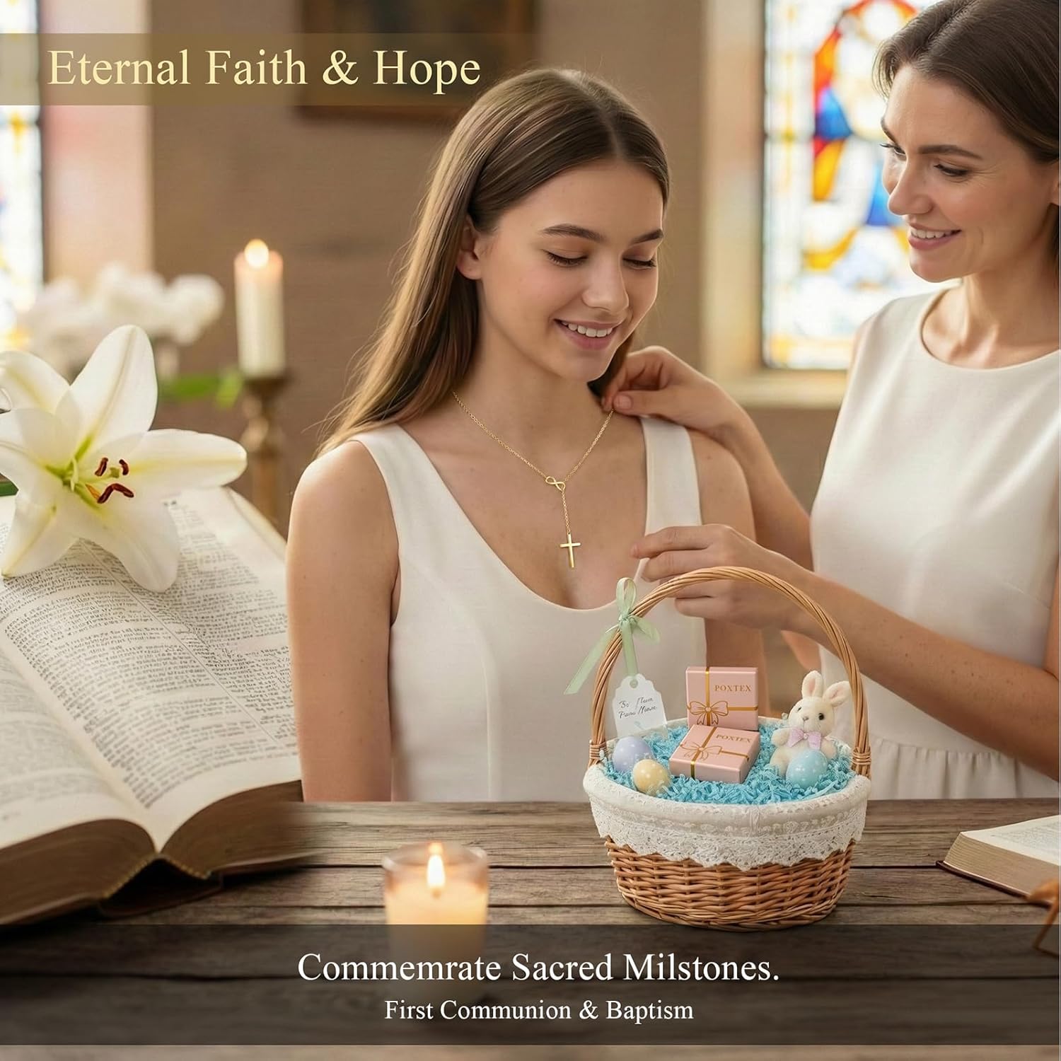 Easter Basket Stuffer Infinity Cross Necklace for Women, 14K Gold Plated Necklace Pendant Unique Trendy Cross Jewelry, Non Tarnish & Waterproof Christian Jewelry - First Communion Confirmation Easter Gifts - Image 5