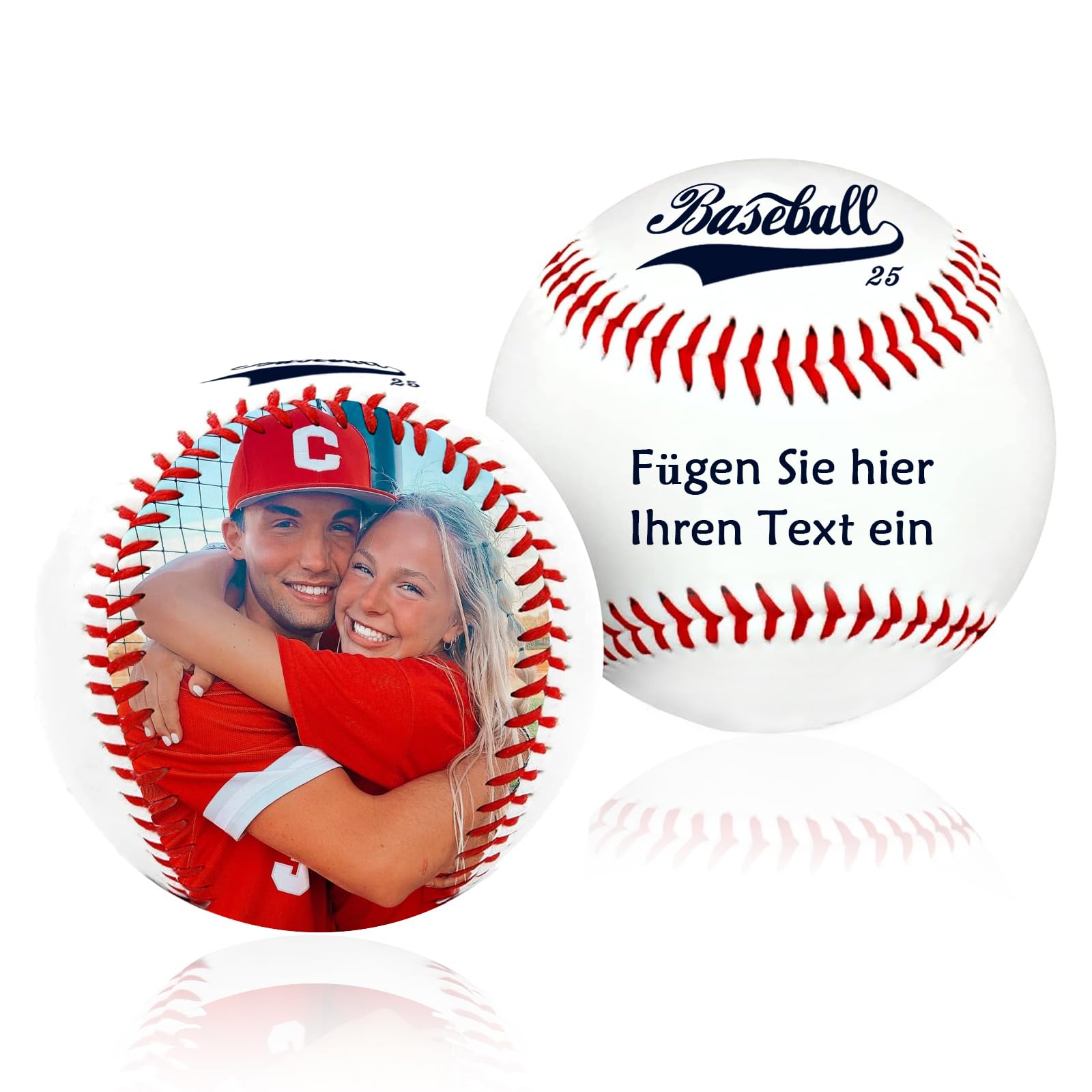 WBW Personalisierter Baseball mit Foto & Text – Einzigartiges Erinnerungsstück Geschenk für Freund, Sohn oder Trainer Vatertag, Valentinstag oder zur Abschlussfeier