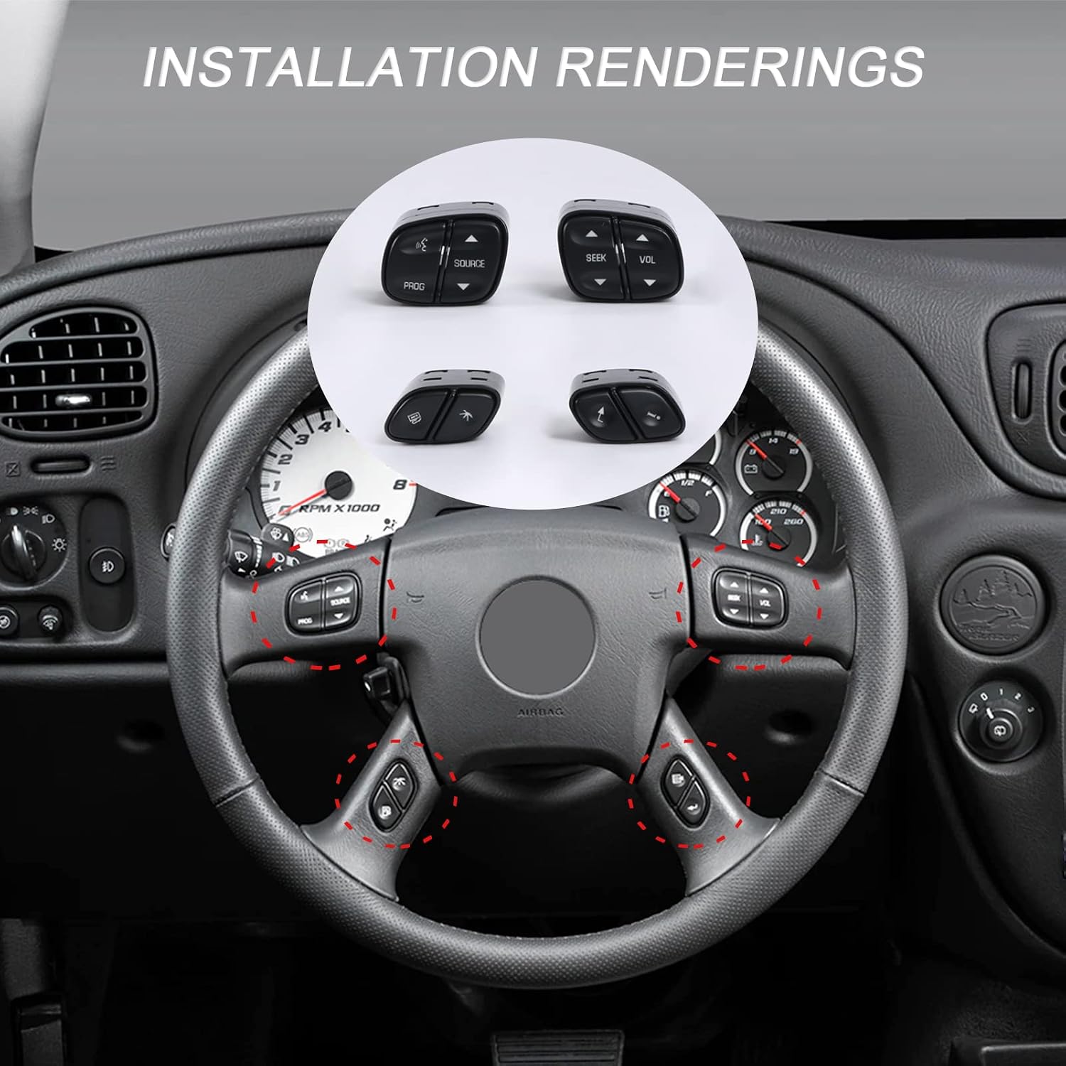 DICMIC Steering Wheel Control Switch Button for 2003-2007 Chevy Silverado Avalanche Suburban Tahoe GMC Sierra Yukon Cadillac Escalade Replace# 21997738, 21997739, 1999442, 1999443