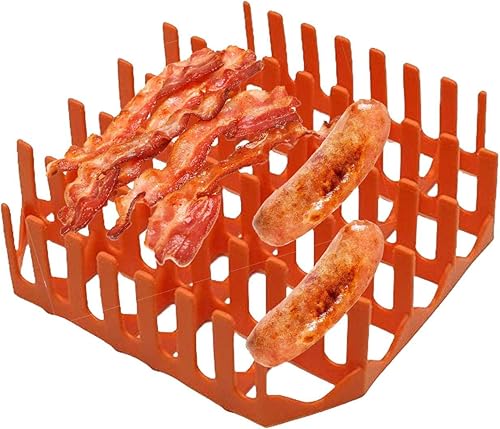 Estante de tocino para horno, Freidora de aire Estante de cocina de tocino de silicona, Utensilios de cocina para microondas Bacon Baker, Bandeja de