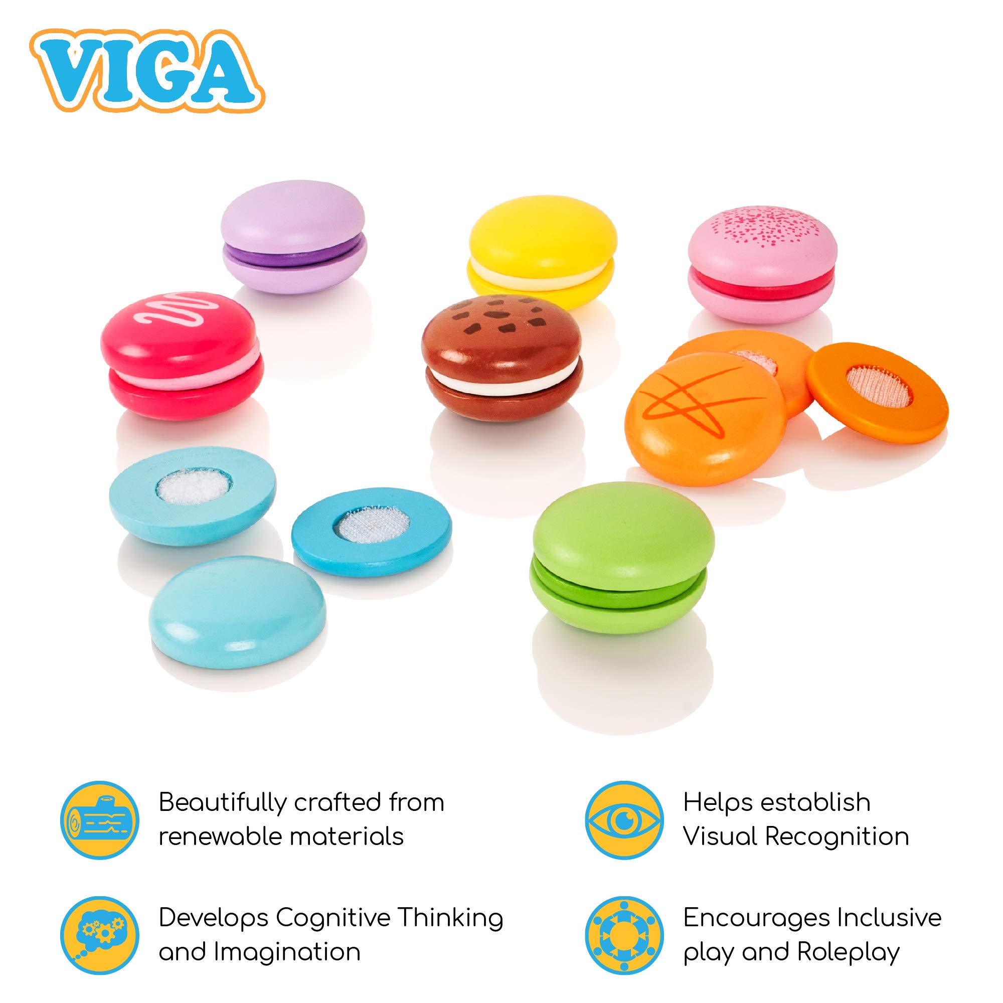 VIGA 50807 VIGA zestaw 8 ciastek z zabawkami Macaron, różne kolory, 30 x 9,7 x 5,2 cm (50807)