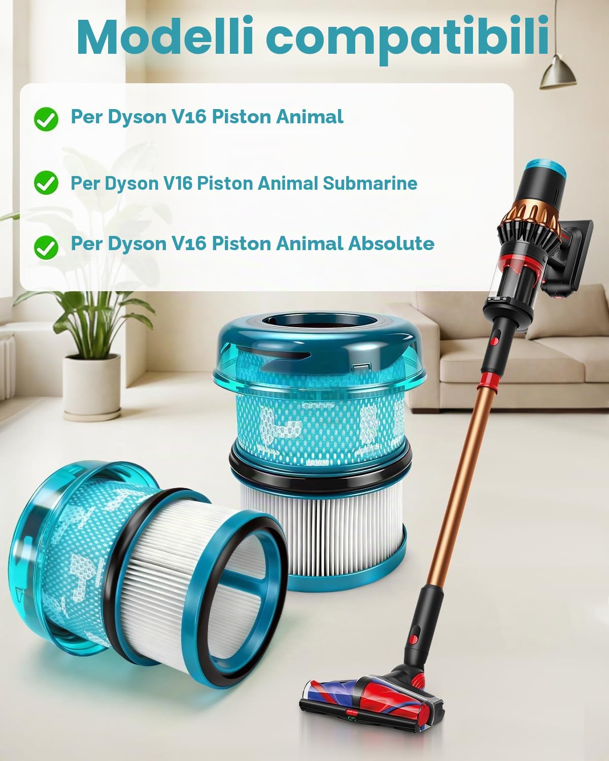 Confezione da 2 filtri HEPA di ricambio per aspirapolvere Dyson V16 Piston Animal, filtro di ricambio per aspirapolvere Dyson V16 Piston Animal Submarine DS60 Cleaner