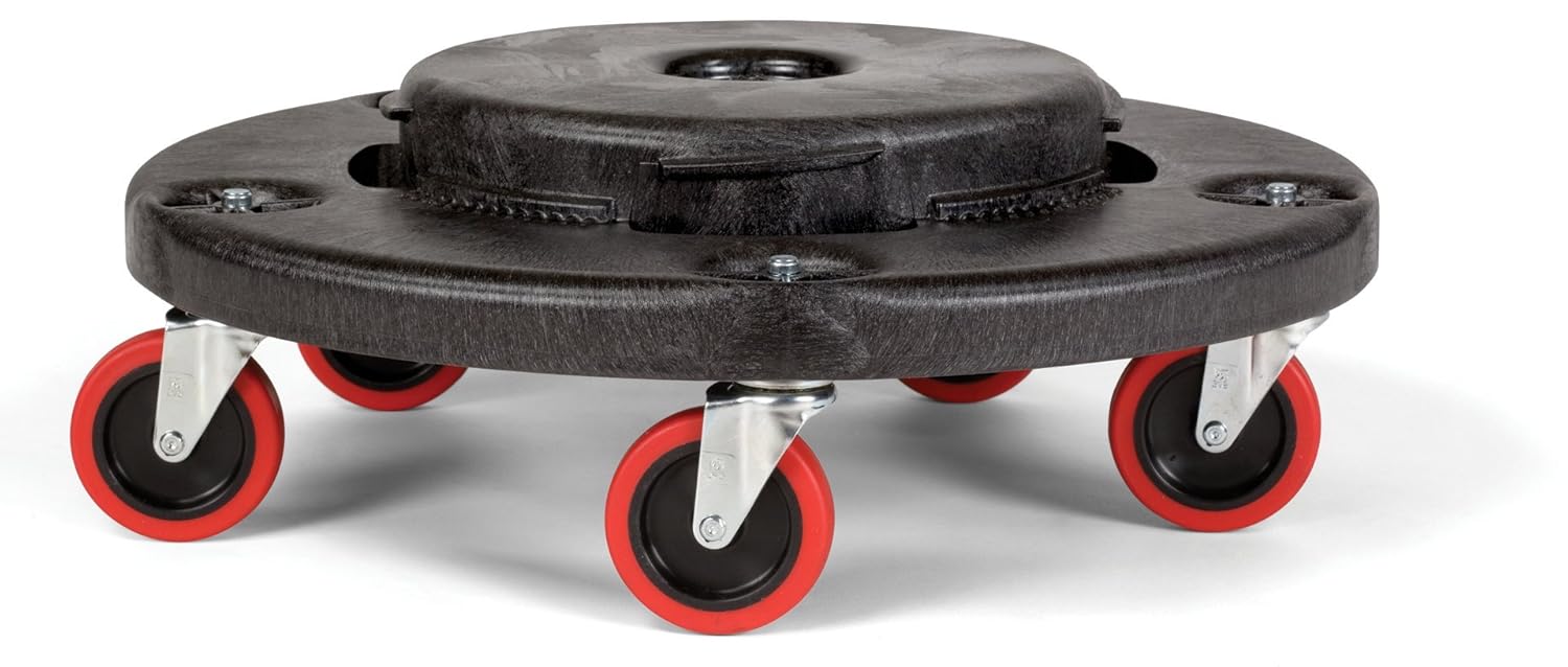Rubbermaid Commercial FG264043 HDPE Brute Quiet Dolly for Container, 250 lbs Capacity, 18.25 Diameter x 6.63 Height, Black