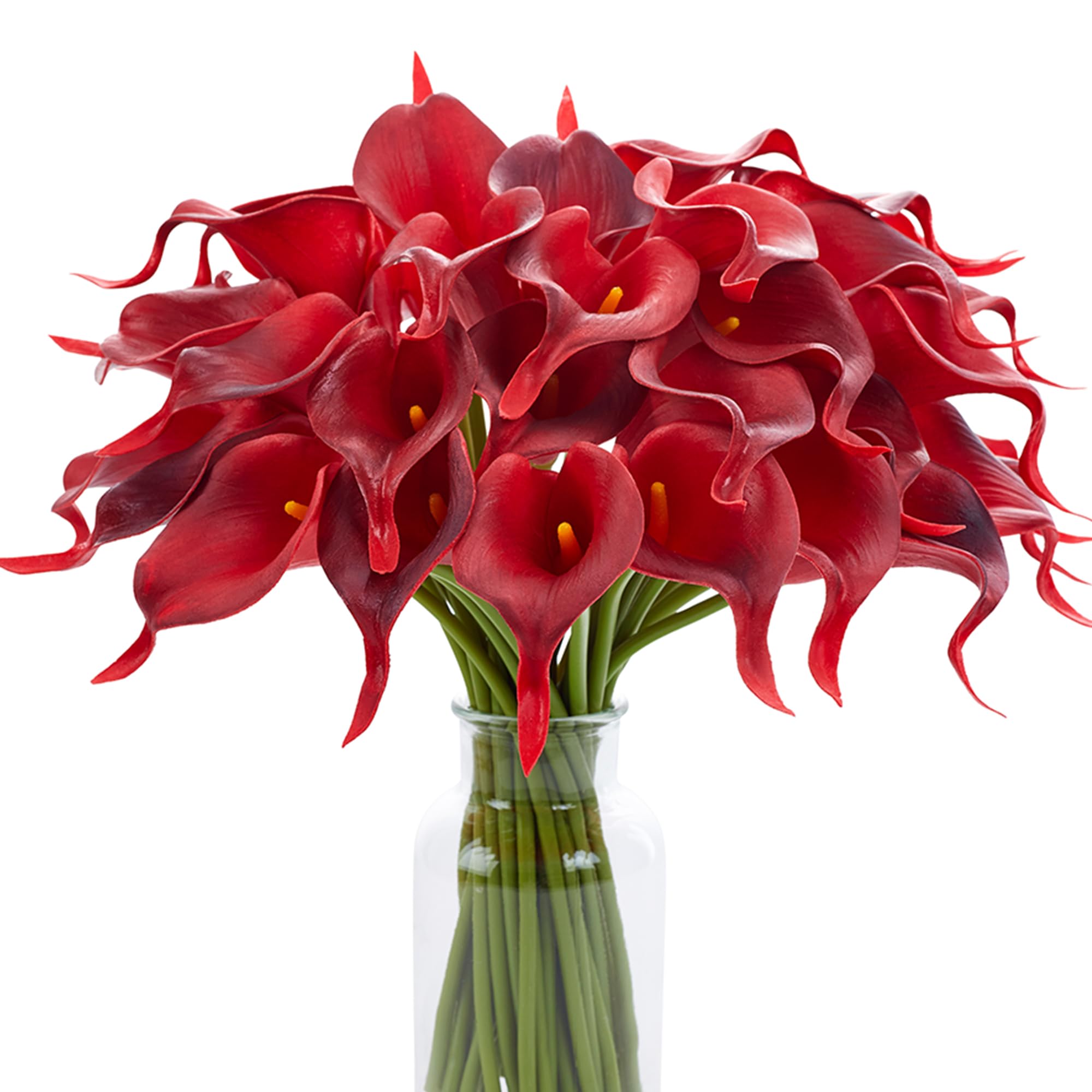 SITUMEIZI 24 Pcs Burgundy Fake Flowers Artificial Calla Lily