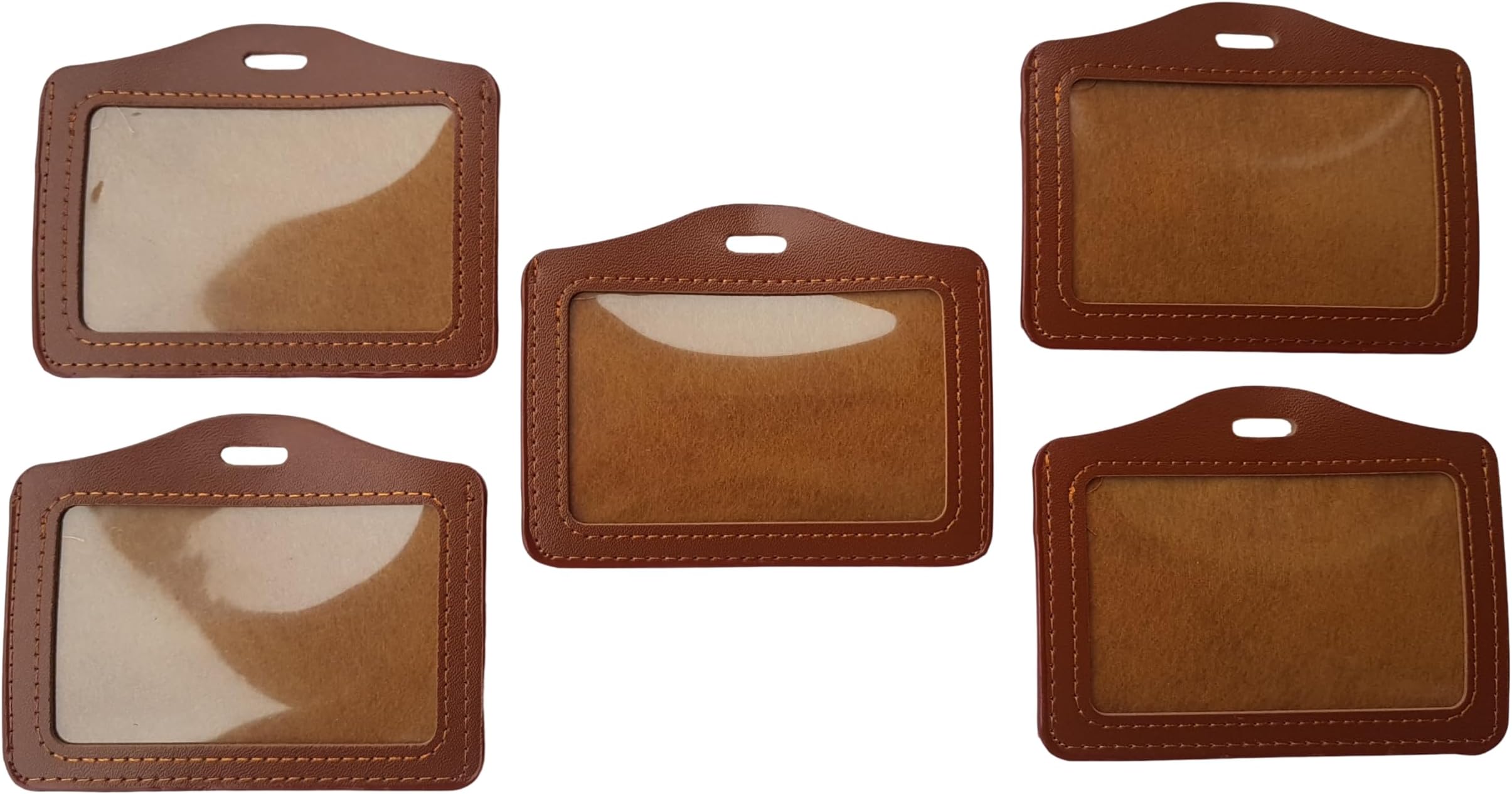 WristID PU Leather Clear ID Window ID Badge Holder Horizontal ID Card Holder Brown 7x11 cm (Pack of 5) on Amazon