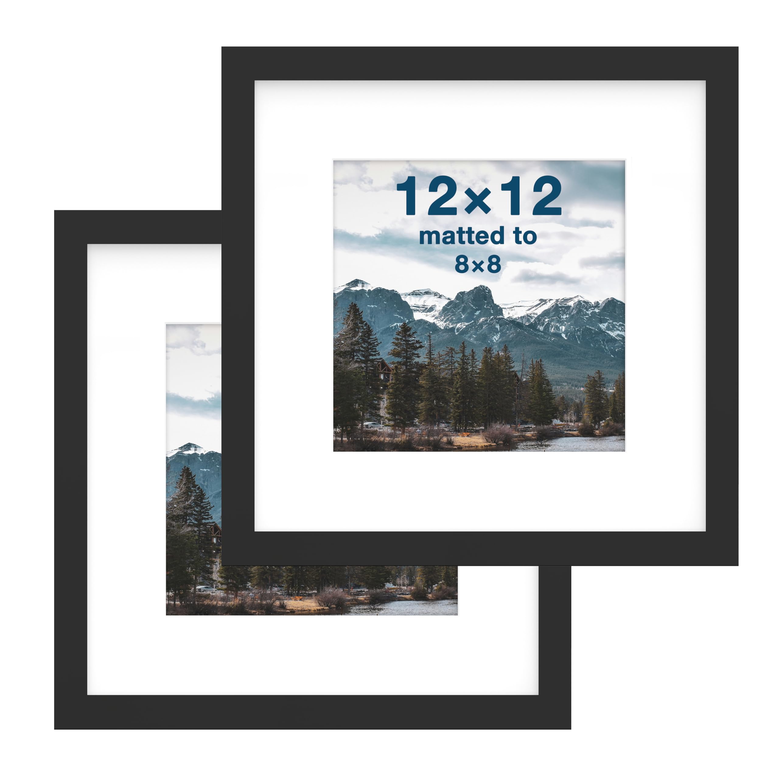 FrameWorks 2-Pack, 12x12 Matted to 8x8 Picture Frame, Black