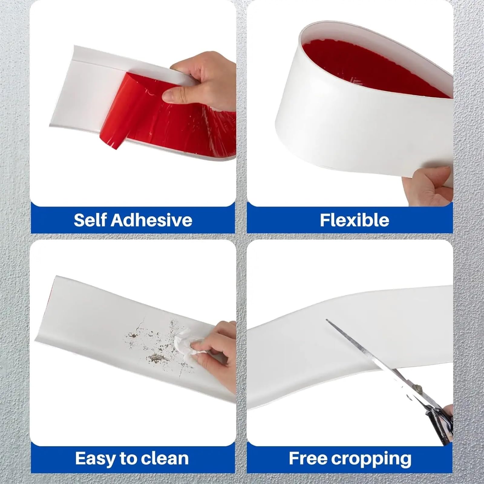 Battiscopa 2 pezzi 1 m rivestimento flessibile for modanatura battiscopa, base for baia autoadesiva for base a parete in vinile, rivestimento for modanatura base a parete staccabile e incollabile Per