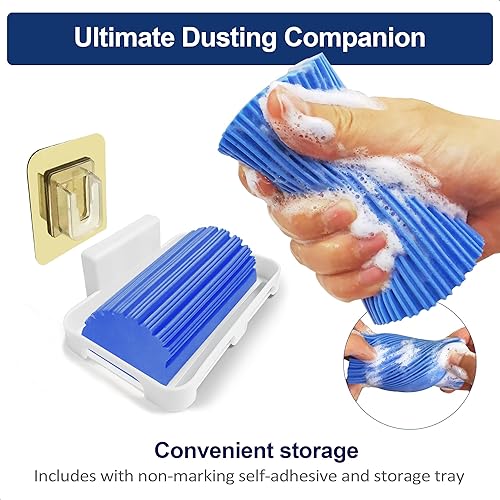 Miniatura 2 de Damp Cleaning Sponge Duster - 5-Pack Versatile Set with 1-Pack Wall-Mounted Storage Box, Reusable, Non-Scratch, Super Absorbent. Effortless Dust