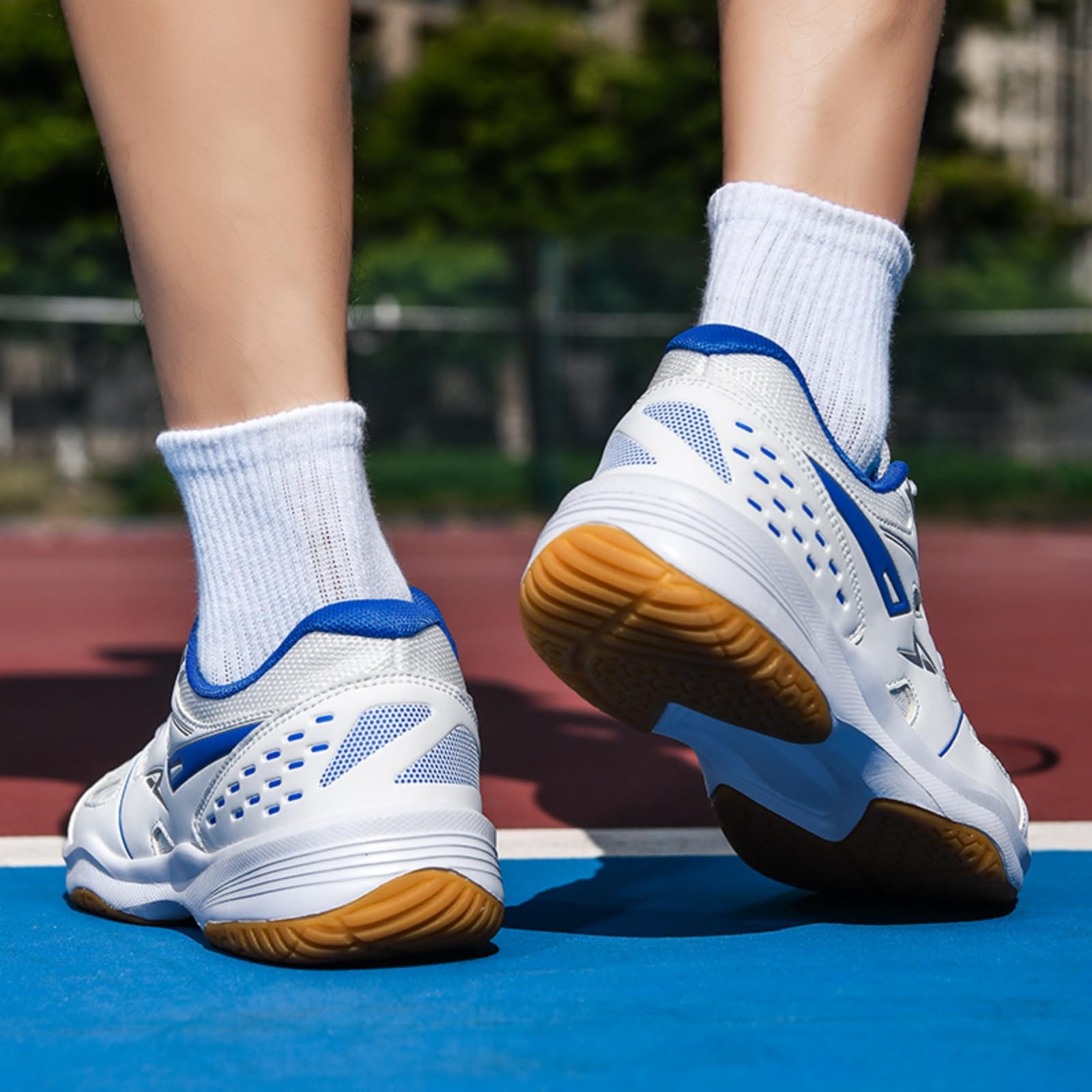 JiuQing Zapatillas Bádminton Hombre Calzado Pista Tenis Antideslizante | Ligeras Transpirables Suela Goma Soporte Para Tobillo, Zapatillas Pickleball Squash, Para Deportes Interiores Exteriores