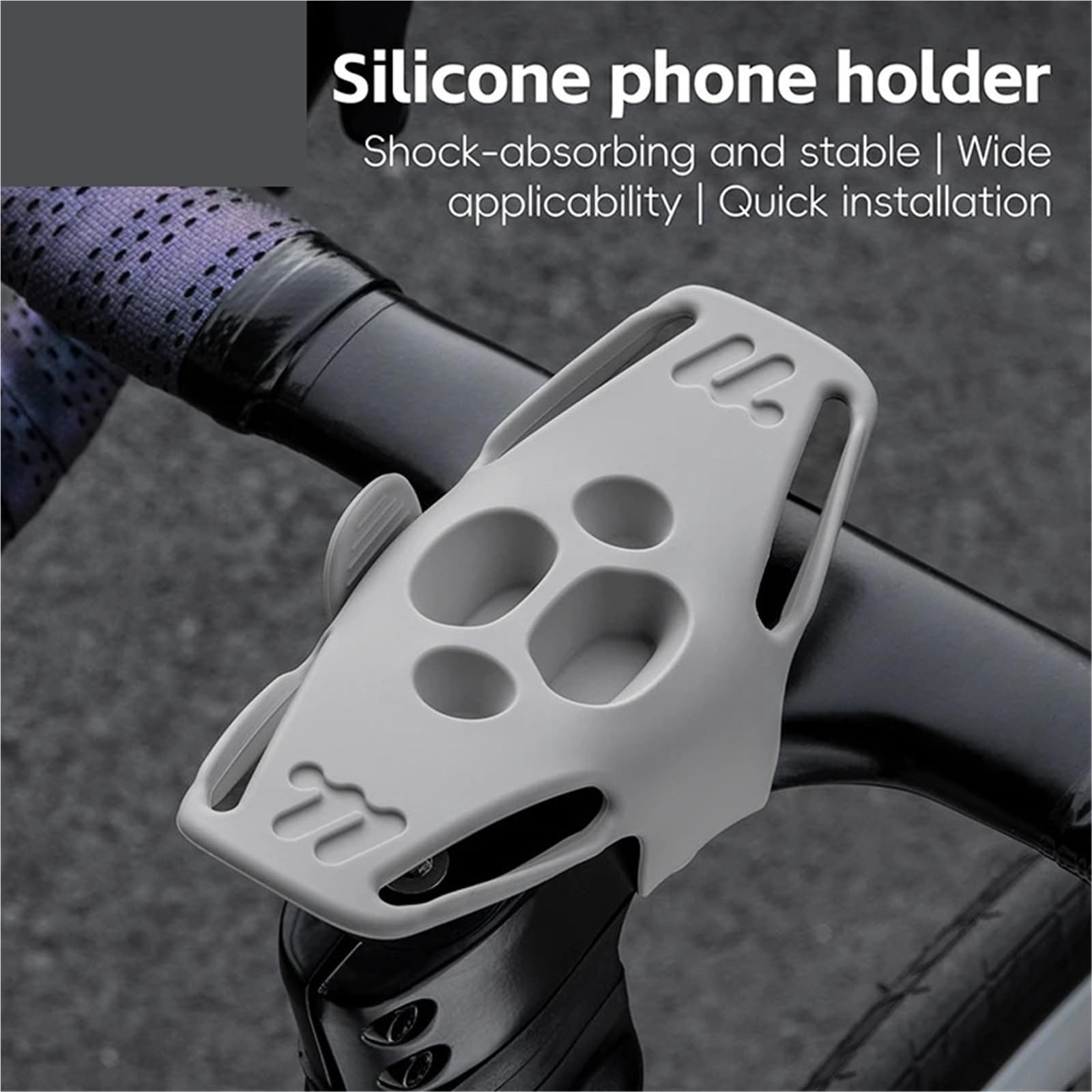 Support Telephone Velo Support for téléphone Portable de vélo Route VTT Support for en Silicone Guidon Forme Normale Accessoires universels(2PCS -Gray)