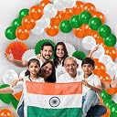 Party Propz Independence Day Decoration Items - 56 Pcs Tricolour Paper Fans & Tri Colour Balloons, 15 August Decoration Kit for Home, Office, School, Classroom, Independence Day Party Decor gallery image
