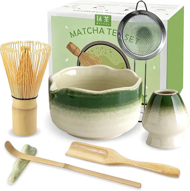 JBER Matcha Set 7-Piece Kit with Bamboo Whisk, Bowl, and Accessories for Matcha Lovers