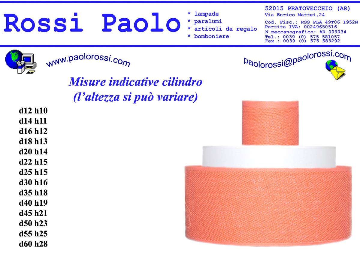 Paolo Rossi paralume moderno cilindro in tessuto e PVC, colori a scelta - produzione propria - made in Italy (cm 55)