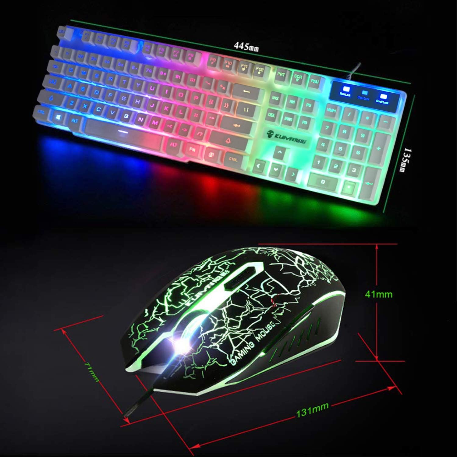Dimensions of KUIYN T6 keyboard and mouse