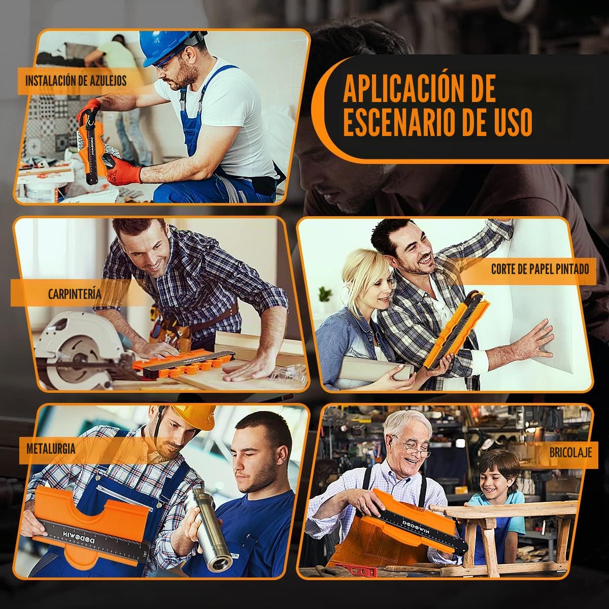 DODOWIN Medidor de Contornos Profesional 2pcs, Medidor Perfil Contornos Grande Carpintero, Regalo Dia Del Padre, Regalos Originales para Hombre Cumpleaño, Copiador de Formas Bloqueable