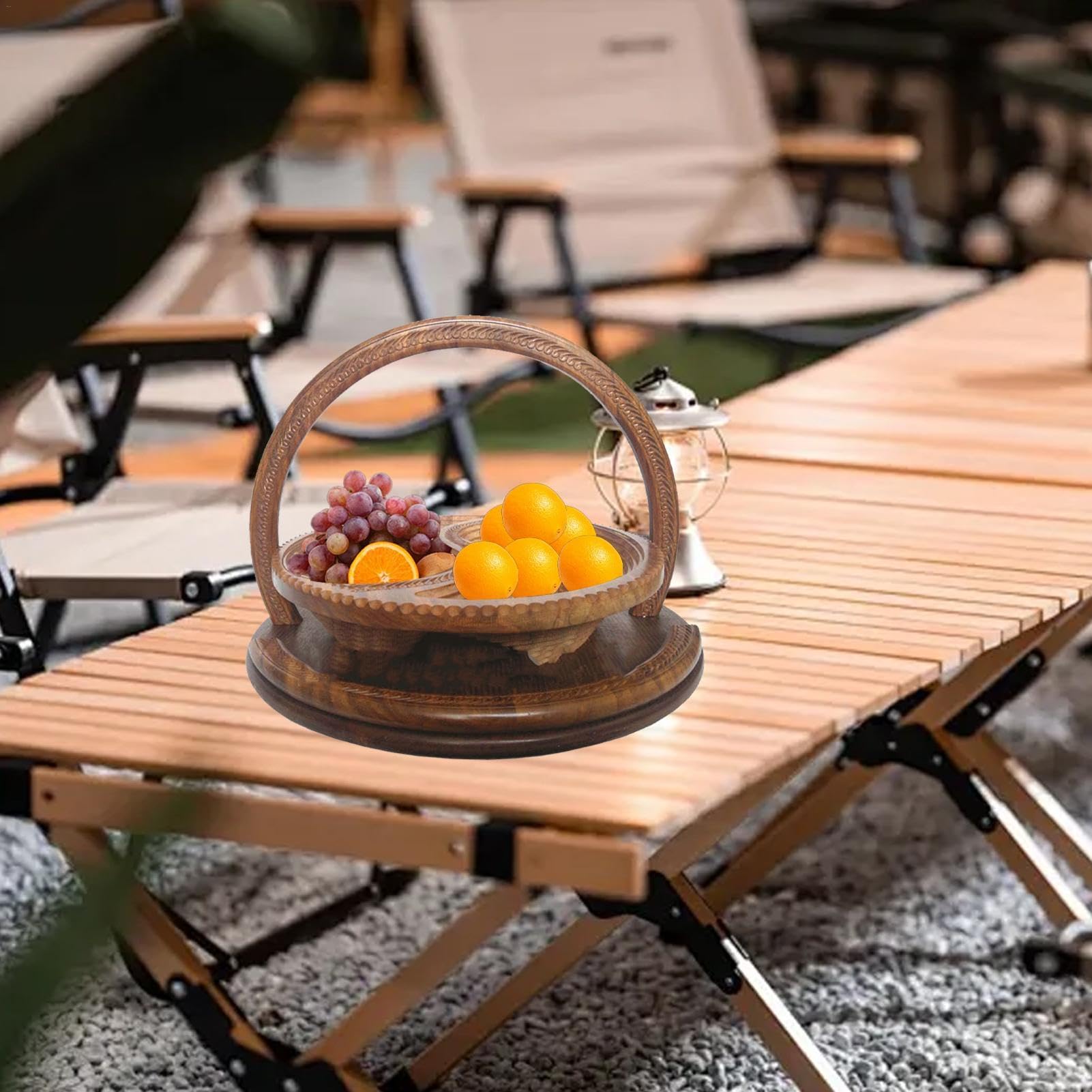 Corbeille à fruits en bois – Plateau de service pliable divisé en 4 compartiments | Paniers pliables pour , noix, bonbons, fruits, noix | compartiments | Paniers pliables pour , noix, bonbons, fruits, noix