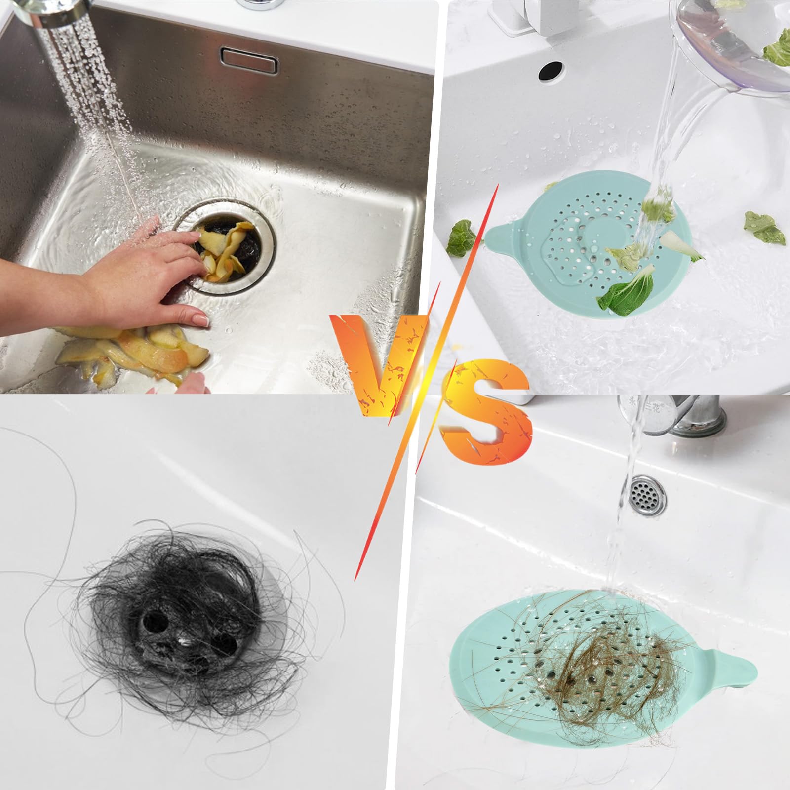 Silikon Haarfänger Für Duschabfluss - Faltbarer Abflussstopfen Grau