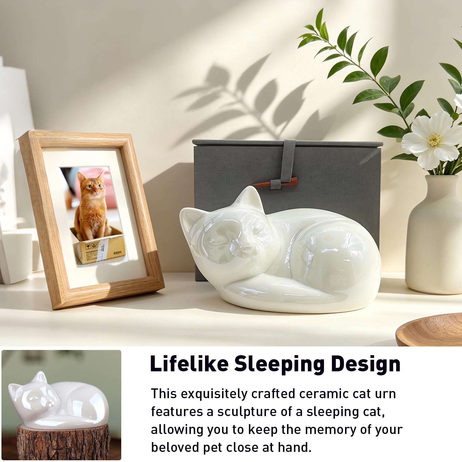 Spersonalizowana urna dla kota na prochy, niestandardowy grawerowany ceramiczny pomnik dla zwierząt domowych z imieniem, tekstem i datą, elegancka pamiątka kremacja żałoba prezent dla utraty