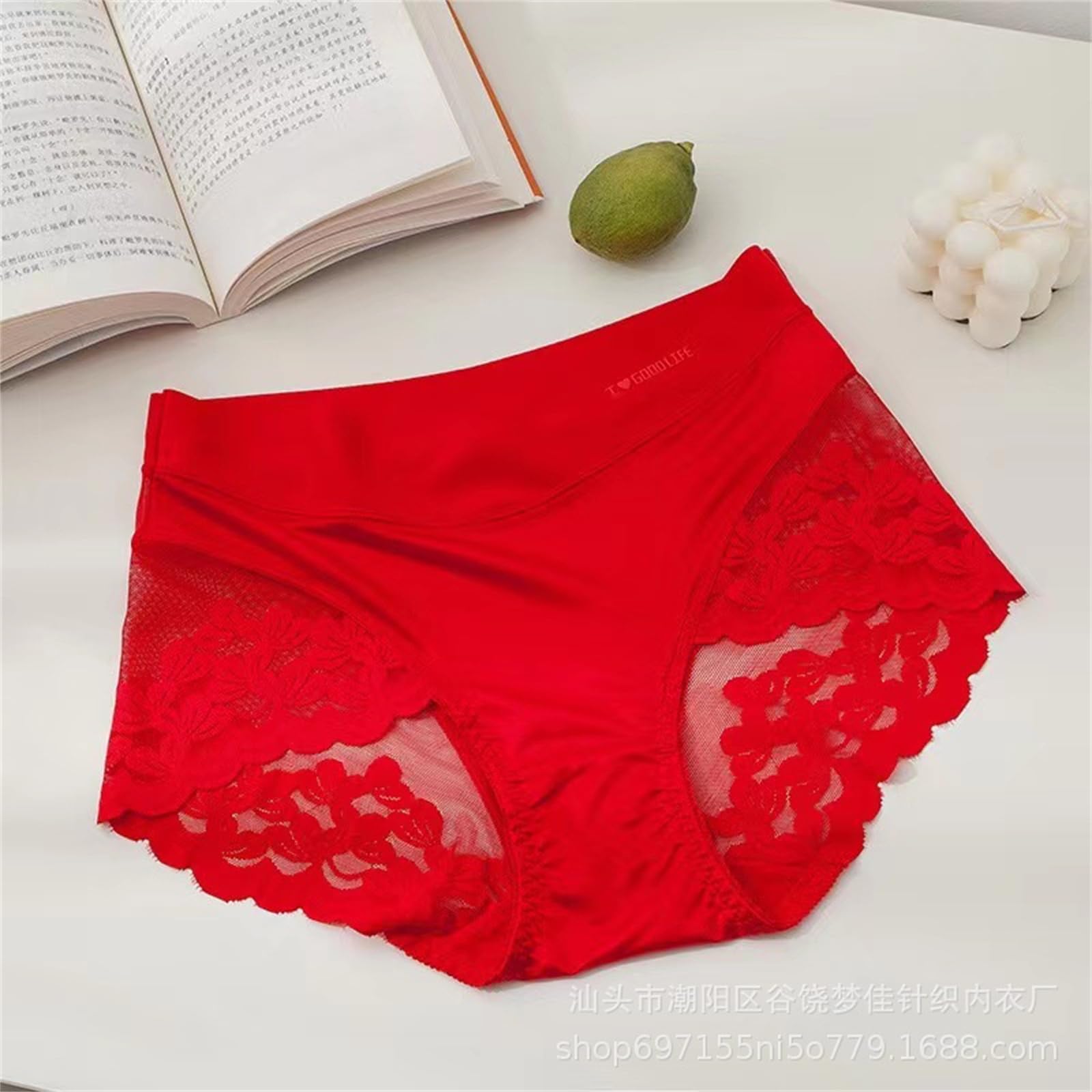 Culotte Hipster Donna Pizzo Donna Sexy di Grandi Dimensioni French Satin Mid-Vita Mutandine 3 Confezioni-E-40-55 kg