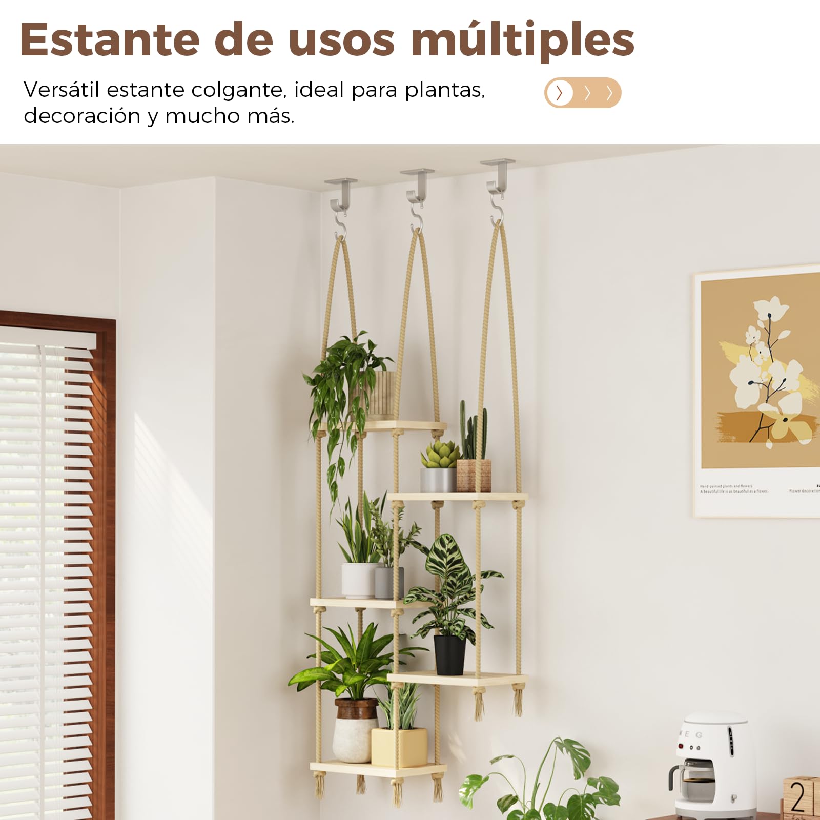 Bamworld Estantes Colgantes para Plantas Colgador de Plantas de Interior Estantes para Plantas de Ventana de Madera Estante de Pared para Plantas de Ventana Estante para Plantas de Alféizar de Ventana