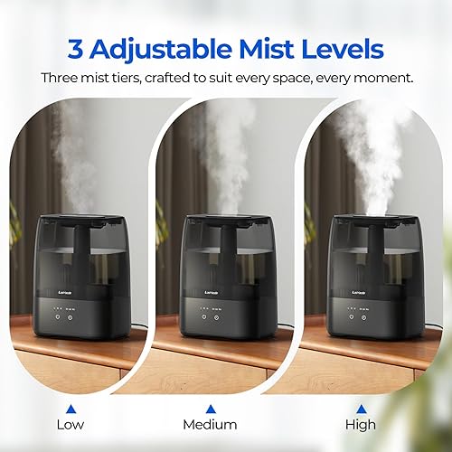 Miniatura 6 de Humidificadores de llenado superior para dormitorio, humidificadores de niebla fría de tanque de 4.0 L para habitación grande, tiempo de