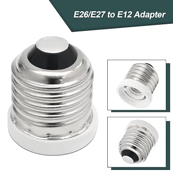 6 Pack E26 to E12 Adapter, Medium to Candelabra Screw Bulb Socket E27 to E12 Reducer, Silver Lamp Adapter