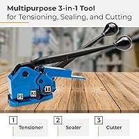 Vista 4 de IDL Packaging PRO - Kit de flejado de acero de 3/4 pulgadas x 600 pies, resistencia a la rotura de 1700 libras, con innovadora herramienta