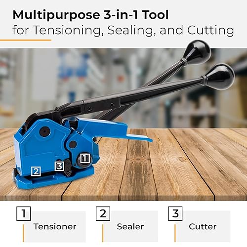 Miniatura 4 de IDL Packaging PRO - Kit de flejado de acero de 34 pulgadas x 600 pies, resistencia a la rotura de 1700 libras, con innovadora herramienta de