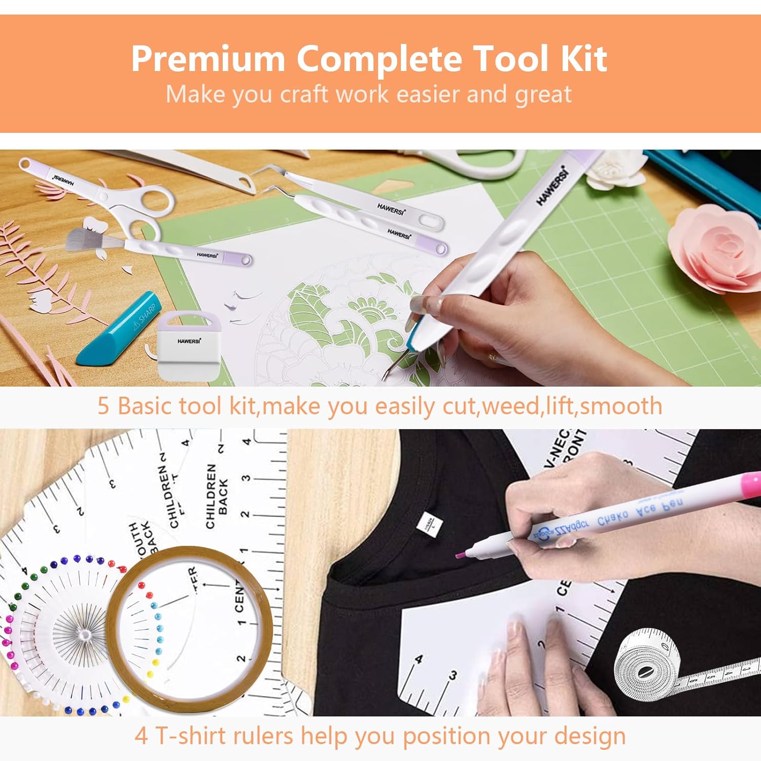 HAWERSI Ultimate Accessories and Supplies Bundle for Cricut Joy,Craft Starter Kit with Heat Transfer Vinyl, Adhesive Vinyl Sheets,Insert Cards,Weeding Tools Set,Beginner Gift Kit