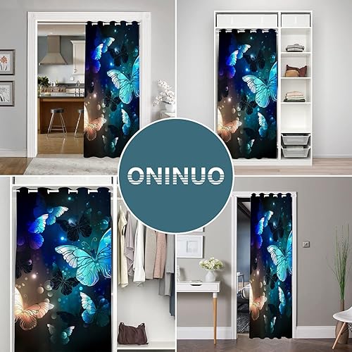 Miniatura 5 de ONINUO Cortinas de puerta de mariposa para puertas, cortinas opacas de mariposas de fantasía romántica para armario de dormitorio de niños, con