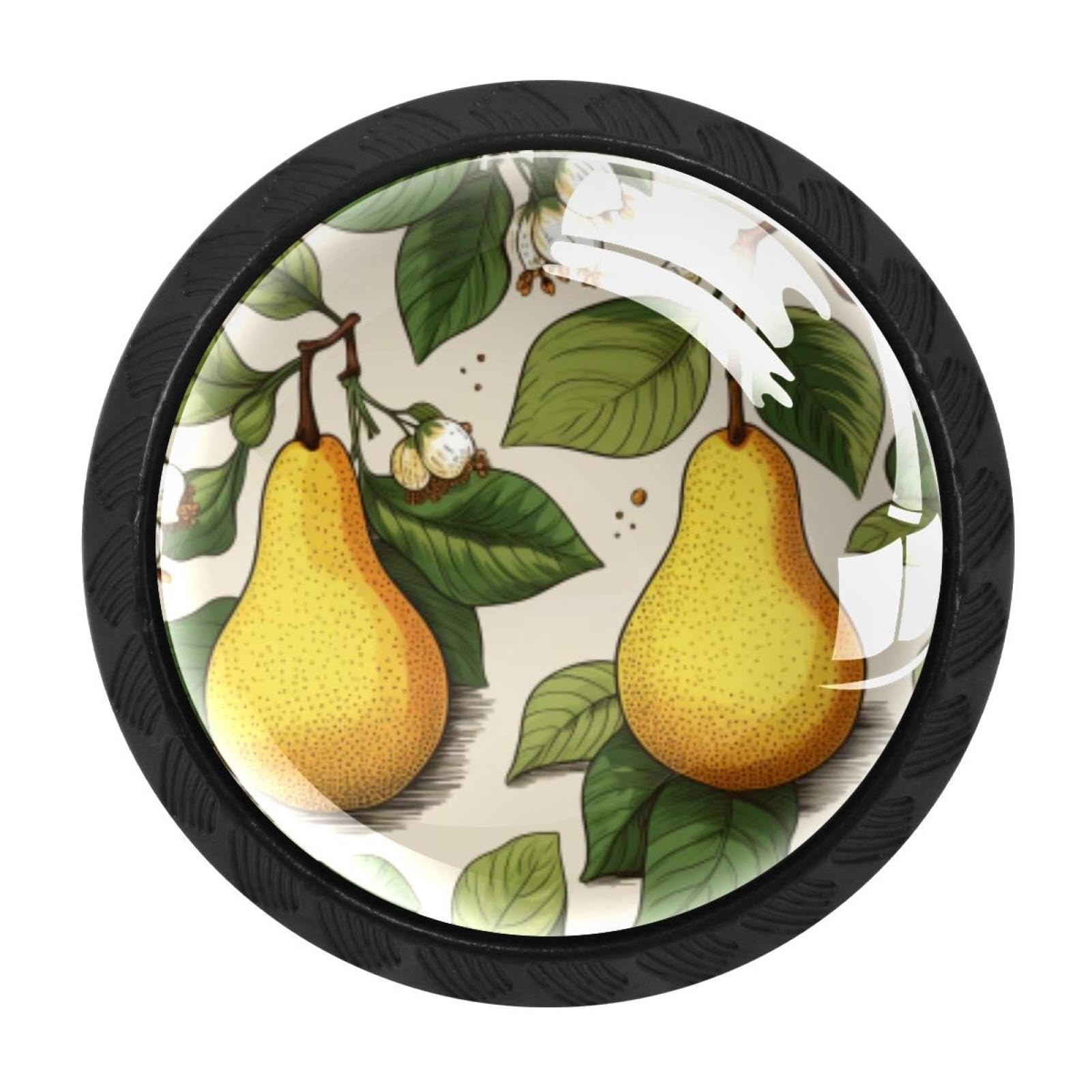 CHENZZZZ Thanksgiving Pear Drawer Knobs 4 Pack Crystal Dresser Knobs 35mm Glass Cabinet Knobs for Home Office Bathroom